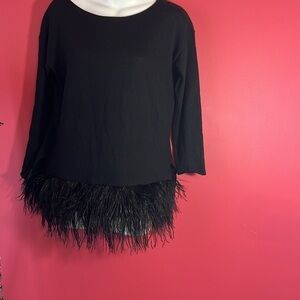 Polo by Ralph Lauren Black Feather Trim Blouse
